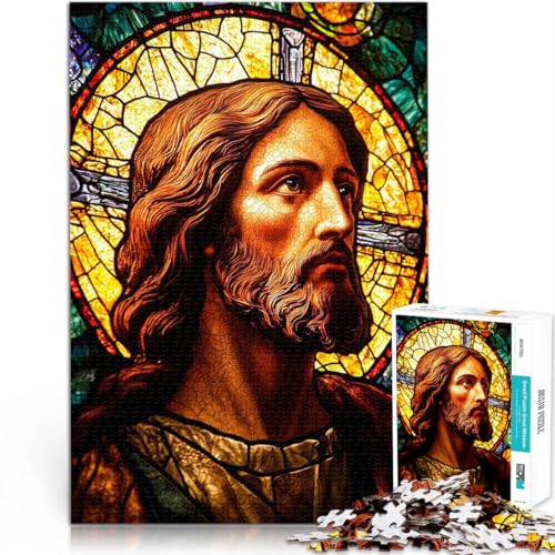 1000-teilige Puzzles für Erwachsene Jesus aus Buntglas Aus Karton für und ab 14 Jahren Lernspiele Wichtelgeschenke。Größe:38x52cm/14.9x20.4Zoll 1000-teilige Puzzles für Erwachsene Jesus aus Buntglas Aus Karton für und ab 14 Jahren Lernspiele Wichtelgeschenke。Größe:38x52cm/14.9x20.4Zoll von CHTLIFQ