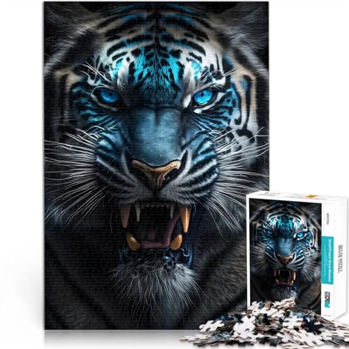 1000-teilige Puzzles für Erwachsene und Jugendliche Wilder Tiger mit blauen Augen Aus Holz Geeignet für Kinder ab 14 Jahren Puzzlespiel Angeboten als Geschenk für die ganze Familie。Größe：50x75cm von CHTLIFQ