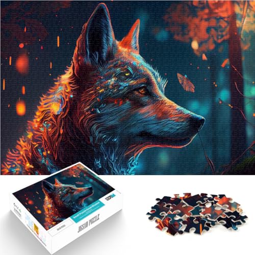 1000-teiliges Puzzle für Erwachsene Bunter Wolf Aus Holz ab 14 Jahren für die Heimdekoration Geschenkideen。Größe:50x75cm/19.6x29.5Zoll 1000-teiliges Puzzle für Erwachsene Bunter Wolf Aus Holz ab 14 Jahren für die Heimdekoration Geschenkideen。Größe:50x75cm/19.6x29.5Zoll von CHTLIFQ