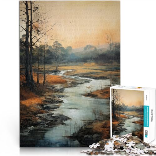 1000-teiliges Puzzle für Erwachsene Flusslandschaftskunst Aus Karton ab 14 Jahren Kunstwerk Schwierige Harte Geschenke für Frauen Männer。Größe:38x52cm/14.9x20.4Zoll 1000-teiliges Puzzle für Erwachsene Flusslandschaftskunst Aus Karton ab 14 Jahren Kunstwerk Schwierige Harte Geschenke für Frauen Männer。Größe:38x52cm/14.9x20.4Zoll von CHTLIFQ