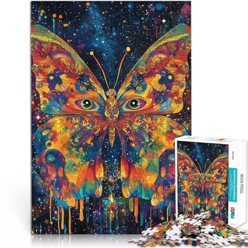 1000-teiliges Puzzle für Erwachsene Psychedelischer Schmetterling Aus Karton ab 14 Jahren Perfekte Dekoration Kunstwerk Geschenk。Größe：26x38cm/10.2x14.9Zoll von CHTLIFQ