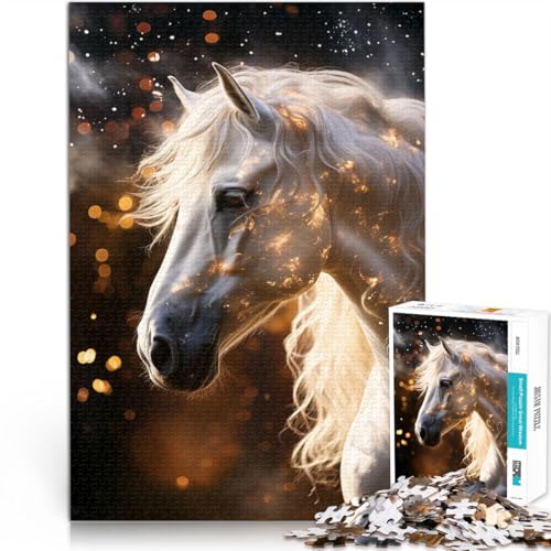 1000-teiliges Puzzle für Erwachsene und Jugendliche, tolles weißes Friesenpferd, für Kinder ab 14 Jahren, Spiel-Wanddekoration, einzigartiges Geburtstags 1000-teiliges Puzzle für Erwachsene und Jugendliche, tolles weißes Friesenpferd, für Kinder ab 14 Jahren, Spiel-Wanddekoration, einzigartiges Geburtstags von CHTLIFQ