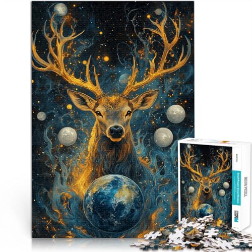 1000-teiliges Puzzle für Erwachsene und Jugendliche Fantasy Soul Hirsch Aus Holz Geeignet für Personen ab 14 Jahren Anti-Stress-Familienspiel schwierige Herausforderung Geschenkideen。Größe：50x75cm von CHTLIFQ