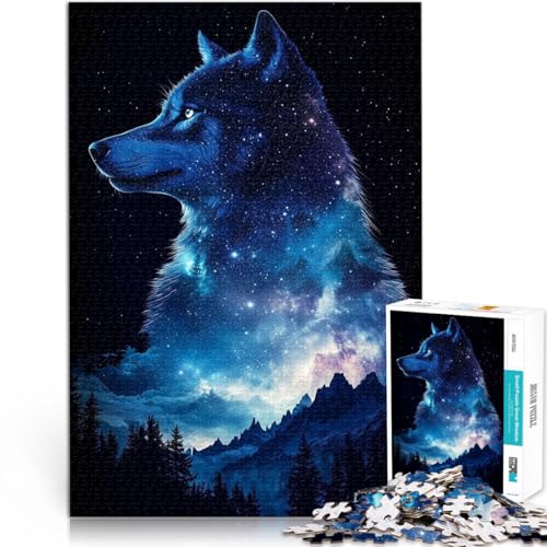 2000-Teile-Puzzle für Erwachsene Wolf Galaxy Night Aus Karton ab 14 Jahren Urlaub zu Hause: Zeit totschlagen Geschenke zum 。Größe：70x100cm/27.5x39.3Zoll von CHTLIFQ