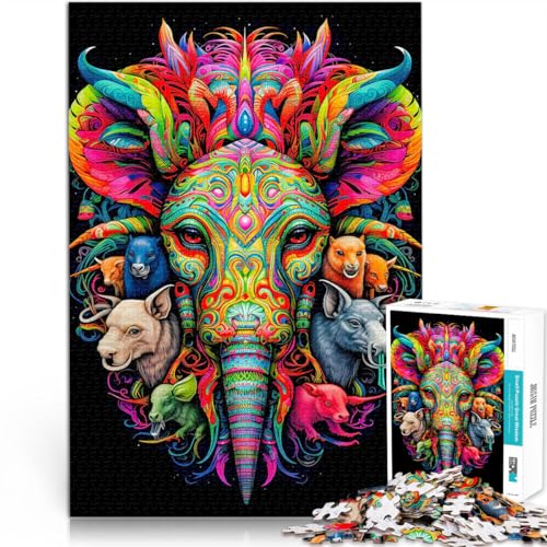 2000-Teile-Puzzle für Teenager Psychedelische Tiere Aus Karton ab 14 Jahren Lernspiele Heimdekoration Wichtelgeschenke。Größe：70x100cm/27.5x39.3Zoll von CHTLIFQ