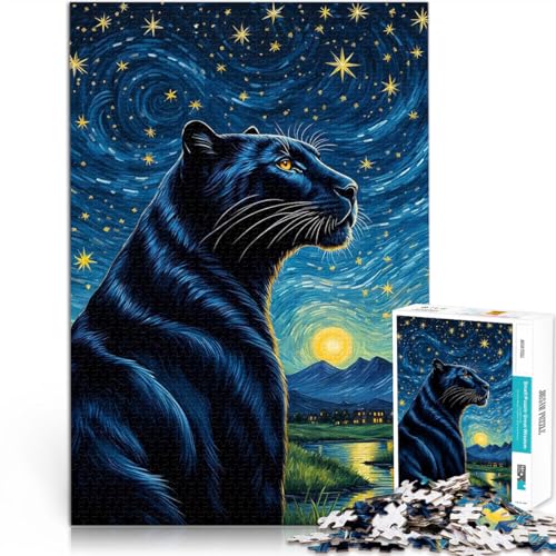 2000-Teile-Puzzle für Teenager Tier Panther Sternennacht Aus Karton für 14+ Perfekte Dekoration Kunstwerk Geschenk。Größe：70x100cm/27.5x39.3Zoll von CHTLIFQ