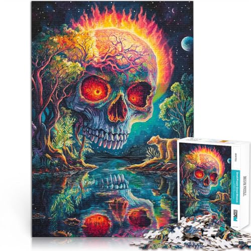Präzisionsgeschnittenes 1000-teiliges Puzzle Böses Skelett Aus Holz ab 14 Jahren Für Familienspaß und Spieleabende Künstlersammlung, Bildende Kunst。Größe：50x75cm/19.6x29.5Zoll von CHTLIFQ