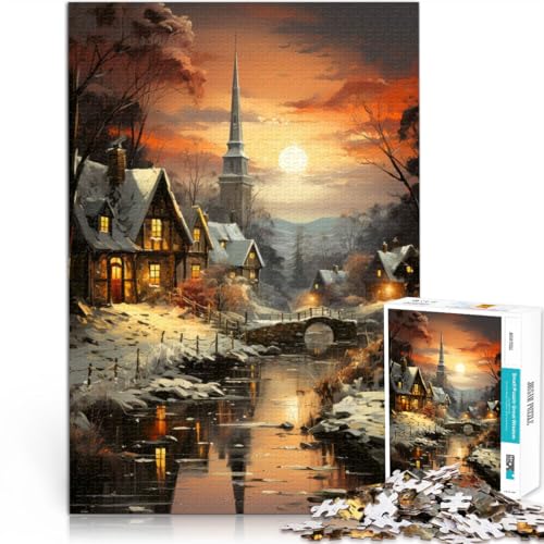 Präzisionsgeschnittenes 1000-teiliges Puzzle Dämmerung im Winterdorf Aus Karton ab 14 Jahren für die Heimdekoration Geschenkideen。Größe:38x52cm/14.9x20.4Zoll Präzisionsgeschnittenes 1000-teiliges Puzzle Dämmerung im Winterdorf Aus Karton ab 14 Jahren für die Heimdekoration Geschenkideen。Größe:38x52cm/14.9x20.4Zoll von CHTLIFQ