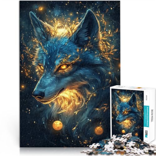 Präzisionsgeschnittenes 1000-teiliges Puzzle Fantasiewolf Aus Holz ab 14 Jahren Intellektuelles Spiel Geschenk zum Geburtstag。Größe：50x75cm/19.6x29.5Zoll von CHTLIFQ