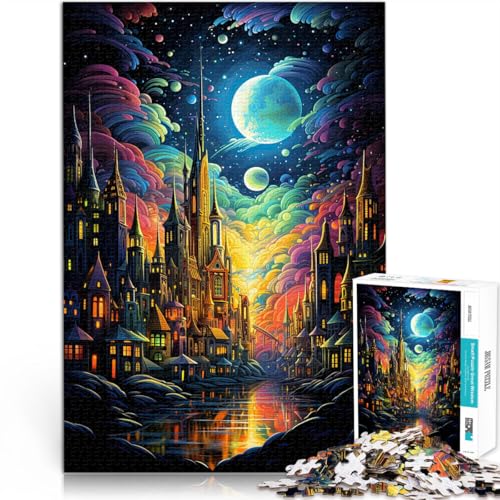 Präzisionsgeschnittenes 1000-teiliges Puzzle Psychedelische Stadtkunst Aus Karton ab 14 Jahren Anti-Stress-Spielzeug Tolle Geschenke und Spielzeuge。Größe：26x38cm/10.2x14.9Zoll von CHTLIFQ