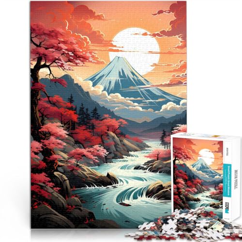 Präzisionsgeschnittenes 1000-teiliges Puzzle japanische Landschaftskunst Aus Karton ab 14 Jahren Anti-Stress-Spielzeug Tolle Geschenke und Spielzeuge。Größe：26x38cm/10.2x14.9Zoll von CHTLIFQ