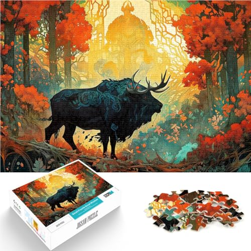 Puzzle 1000 Teile für Erwachsene Abstraktes Gemälde Elch Aus Karton ab 14 Jahren Anti-Stress-Spielzeug Tolle Geschenke und Spielzeuge。Größe：26x38cm/10.2x14.9Zoll von CHTLIFQ