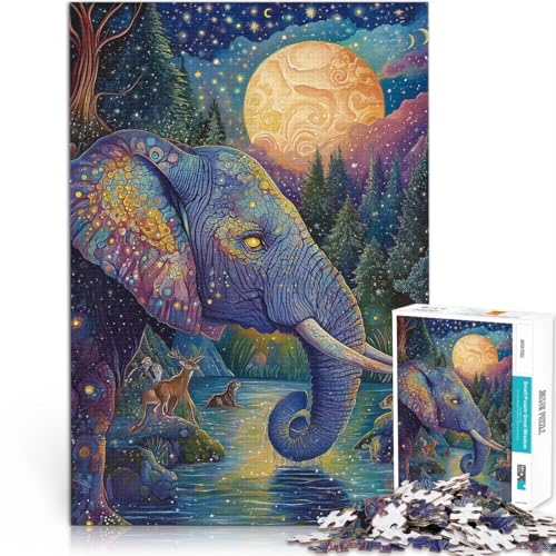 Puzzle 1000 Teile für Erwachsene Elefant, der König des Waldes Aus Karton für Kinder ab 14 Jahren Pädagogisches Lernspielzeug Familienspiele Geburtstagsgeschenk。Größe：26x38cm/10.2x14.9Zoll von CHTLIFQ