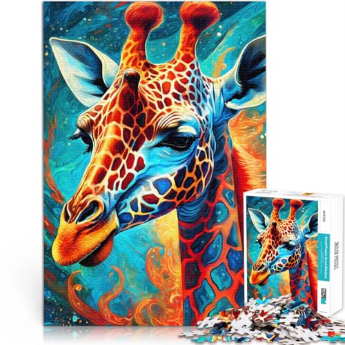 Puzzle 1000 Teile für Erwachsene Mystische Neongiraffe Aus Holz Geeignet für Personen ab 14 Jahren einzigartiges Herausforderungsspiel Angeboten als Geschenk für die ganze Familie。Größe：50x75cm von CHTLIFQ