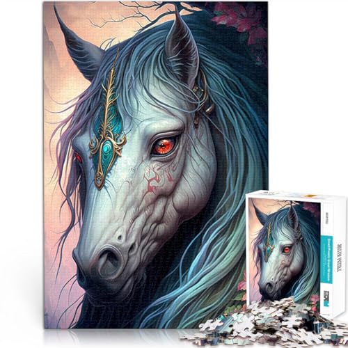 Puzzle 1000 Teile für Erwachsene Mythos Einhorn Aus Holz Geeignet für Kinder ab 14 Jahren Lernspiele, Heimdekorationsspiel. Spiele Spielzeug Geschenk。Größe：50x75cm/19.6x29.5Zoll von CHTLIFQ