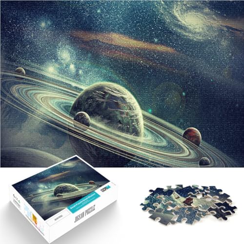 Puzzle 1000 Teile für Erwachsene Sonnensystem Aus Holz Geeignet für Personen ab 14 Jahren Lernspiel für Familien Lernen pädagogisches Geschenk。Größe：50x75cm/19.6x29.5Zoll von CHTLIFQ