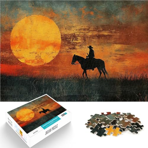 Puzzle 1000 Teile für Erwachsene und Jugendliche Cowboy in der Wüste Aus Holz Geeignet für Kinder ab 14 Jahren Spielzeug für die ganze Familie Geburtstags- und einzigartige Geschenke。Größe：50x75cm von CHTLIFQ