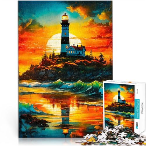 Puzzle 2000 Teile für Erwachsene Leuchtturm bei Sonnenuntergang Aus Karton Geeignet für Personen ab 14 Jahren Spielzeug Lernspiele Antistress Schenkung von Kunstwerken。Größe：70x100cm/27.5x39.3Zoll von CHTLIFQ