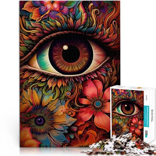 Puzzle für Erwachsene, 1000 Teile Psychedelische Augenblumen Aus Holz für Kinder ab 14 Jahren Lernspiele, Heimdekorationsspiel. Spiele Spielzeug Geschenk。Größe：50x75cm/19.6x29.5Zoll von CHTLIFQ