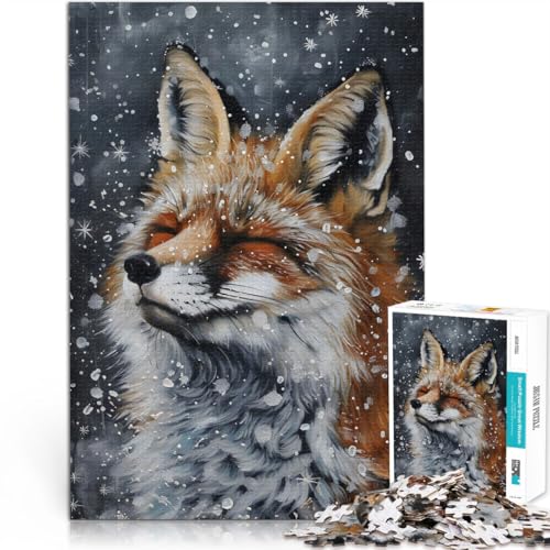 Puzzle für Erwachsene, 1000 Teile Winterfuchs Wildtiere Aus Karton ab 14 Jahren Lernspiele Heimdekoration Wichtelgeschenke。Größe：38x52cm/14.9x20.4Zoll von CHTLIFQ
