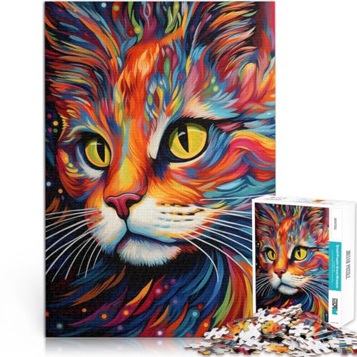 Puzzle für Erwachsene 1000 Teile Abstrakte Katze Aus Karton für und ab 14 Jahren Startseite Lernspiele DIY Spielzeug Tolle Geschenke und Spielzeuge。Größe：26x38cm/10.2x14.9Zoll von CHTLIFQ