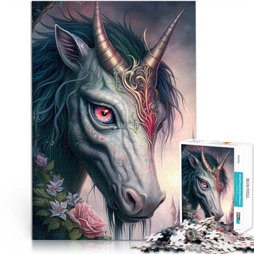 Puzzle für Erwachsene 1000 Teile Einhorn-Illusion Aus Karton für 14+ Lernspiele Heimdekoration Wichtelgeschenke。Größe：26x38cm/10.2x14.9Zoll von CHTLIFQ