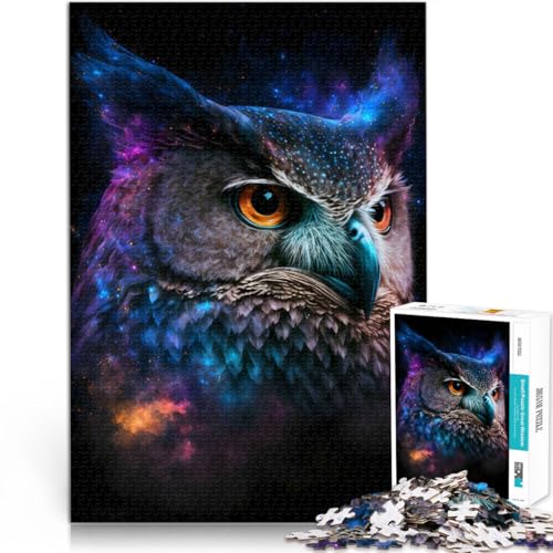 Puzzle für Erwachsene 1000 Teile Eulennacht Aus Holz Geeignet für Personen ab 14 Jahren Lernspiele, Heimdekorationsspiel. Spiele Spielzeug Geschenk。Größe：50x75cm/19.6x29.5Zoll von CHTLIFQ