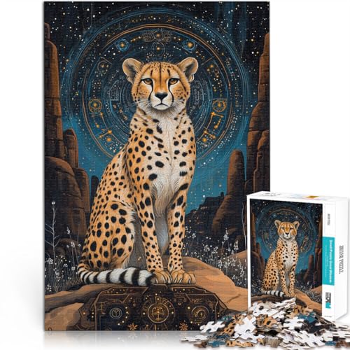 Puzzle für Erwachsene 1000 Teile Fantasie-Gepard Aus Holz für und ab 14 Jahren Anspruchsvoll, Aber lustig und humorvoll Tolles Geschenk。Größe：50x75cm/19.6x29.5Zoll von CHTLIFQ