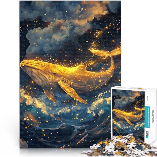 Puzzle für Erwachsene 1000 Teile Goldener Wal des Abgrunds Aus Karton ab 14 Jahren Startseite Lernspiele DIY Spielzeug Tolle Geschenke und Spielzeuge。Größe：26x38cm/10.2x14.9Zoll von CHTLIFQ