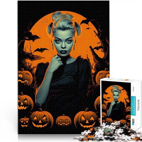 Puzzle für Erwachsene 1000 Teile Halloween-Kunstwerk Aus Holz ab 14 Jahren für Lernspiel-Herausforderungsspielzeug Geschenk zum Geburtstag。Größe：50x75cm/19.6x29.5Zoll von CHTLIFQ