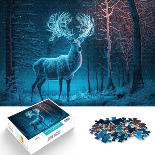 Puzzle für Erwachsene 1000 Teile Magische Hirsche in der Natur Aus Karton für und ab 14 Jahren Startseite Lernspiele DIY Spielzeug Tolle Geschenke und Spielzeuge。Größe：26x38cm/10.2x14.9Zoll von CHTLIFQ