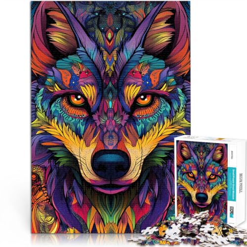 Puzzle für Erwachsene 1000 Teile Neon Wolf Aus Karton ab 14 Jahren Lernspiele Heimdekoration Wichtelgeschenke。Größe：26x38cm/10.2x14.9Zoll von CHTLIFQ