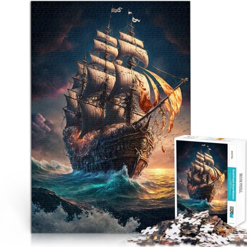 Puzzle für Erwachsene 1000 Teile Piratenschiff Aus Karton ab 14 Jahren Dekomprimierendes intellektuelles Lernspielzeug tolles Geschenk。Größe:26x38cm/10.2x14.9Zoll Puzzle für Erwachsene 1000 Teile Piratenschiff Aus Karton ab 14 Jahren Dekomprimierendes intellektuelles Lernspielzeug tolles Geschenk。Größe:26x38cm/10.2x14.9Zoll von CHTLIFQ