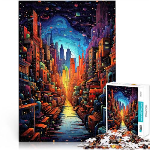 Puzzle für Erwachsene 1000 Teile Psychedelische Stadtkunst Aus Karton für und ab 14 Jahren Lernspiele Wichtelgeschenke。Größe：26x38cm/10.2x14.9Zoll von CHTLIFQ