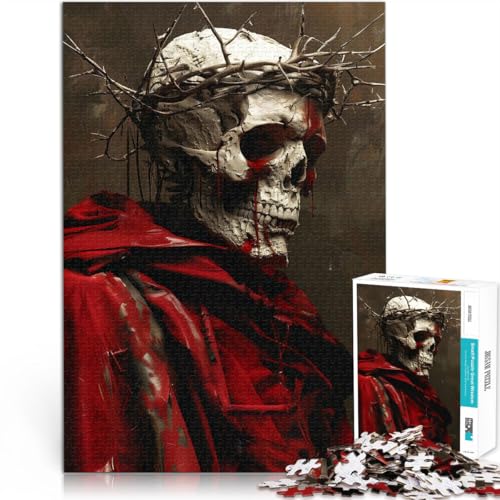 Puzzle für Erwachsene 1000 Teile Schädel eines Toten Skeletts Aus Holz ab 14 Jahren Lernspiele, Heimdekorationsspiel. Spiele Spielzeug Geschenk。Größe：50x75cm/19.6x29.5Zoll von CHTLIFQ