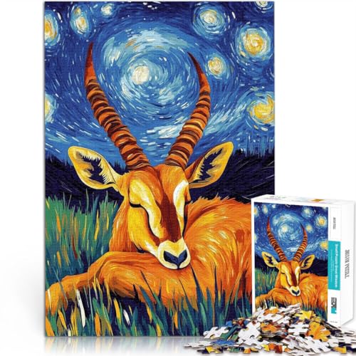 Puzzle für Erwachsene 1000 Teile Sternennacht-Gazelle Aus Holz ab 14 Jahren Schönes DesignspielSchönes Designspiel EIN Kunstwerk。Größe：50x75cm/19.6x29.5Zoll von CHTLIFQ