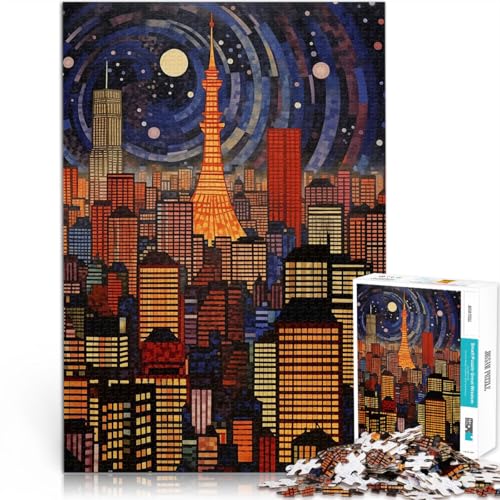 Puzzle für Erwachsene 1000 Teile Tokio, Japan bei Nacht Aus Karton für Kinder ab 14 Jahren Verbessern Sie Ihr Gedächtnis Geschenke für Freunde und Familie。Größe：38x52cm/14.9x20.4Zoll von CHTLIFQ