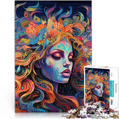 Puzzle für Erwachsene 1000 Teile Trippy Art Aus Holz Geeignet für Personen ab 14 Jahren Anti-Stress-Lernspielzeug Geburtstagsgeschenk, Geschenke, Wandkunst。Größe：50x75cm/19.6x29.5Zoll von CHTLIFQ