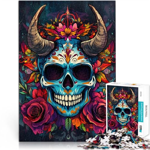 Puzzle für Erwachsene 2000 Teile Bunte Totenkopfkunst Aus Karton für Kinder ab 14 Jahren Lernspiele Wichtelgeschenke。Größe：70x100cm/27.5x39.3Zoll von CHTLIFQ