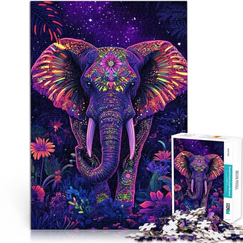 Puzzle für Erwachsene 2000 Teile Psychedelischer Elefant Aus Karton für und ab 14 Jahren Startseite Lernspiele DIY Spielzeug Tolle Geschenke und Spielzeuge。Größe：70x100cm/27.5x39.3Zoll von CHTLIFQ