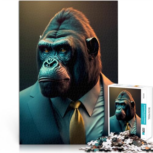 Puzzle für Erwachsene und Jugendliche 1000 Teile Gorilla Aus Holz Geeignet für Personen ab 14 Jahren Lernspiele, Heimdekorationsspiel. Spiele Spielzeug Geschenk。Größe：50x75cm/19.6x29.5Zoll von CHTLIFQ