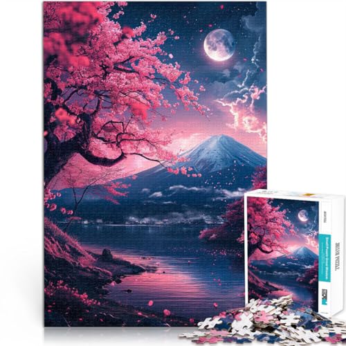 Puzzles für Erwachsene 1000 Puzzles Japan, Fujisan bei Nacht Aus Karton für 14+ Wohndeko Als Geschenk für die ganze Familie und Freunde。Größe：26x38cm/10.2x14.9Zoll von CHTLIFQ