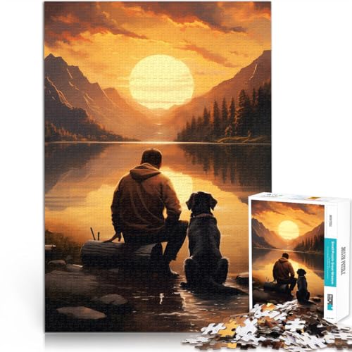 Puzzles für Erwachsene 1000 Puzzles Mann und Sein Hund Aus Holz für 14+ Spielzeug-Intellektuelles Spiel Angebot als Geschenk für die ganze Familie。Größe：50x75cm/19.6x29.5Zoll von CHTLIFQ