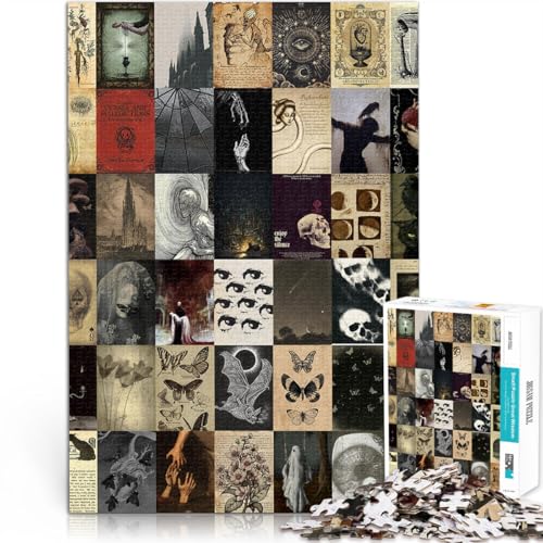 Puzzles für Erwachsene 1000 Puzzles Retro-dunkle Collage Aus Karton für 14+ Lernspiel Verbesserung der Liebe zwischen Paaren。Größe：38x52cm/14.9x20.4Zoll von CHTLIFQ