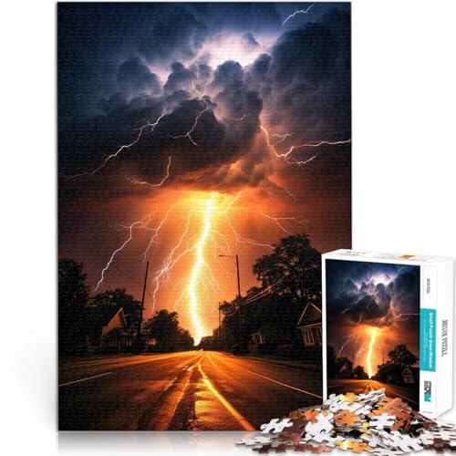 Puzzles für Erwachsene 1000 Puzzles Skyline von Lightning City Aus Holz für 14+ Puzzle für Lernspiel zum Geburtstag und Weihnachten。Größe：50x75cm/19.6x29.5Zoll von CHTLIFQ