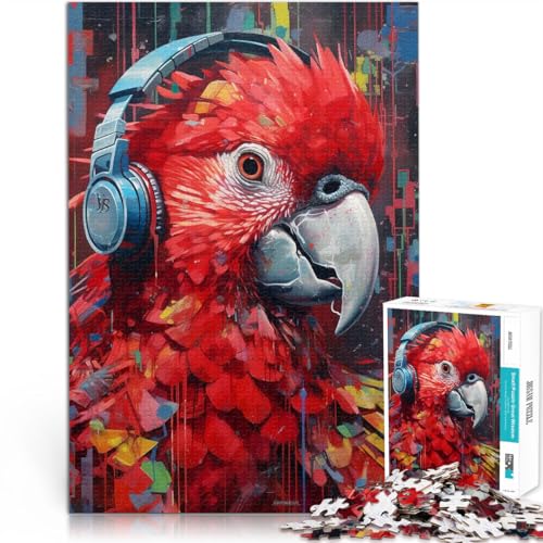 Puzzles für Erwachsene 1000 Puzzles Vogel mit Kopfhörern Aus Karton für 14+ Herausforderndes Spiel Tolles Geschenk zum Spielen。Größe：38x52cm/14.9x20.4Zoll von CHTLIFQ