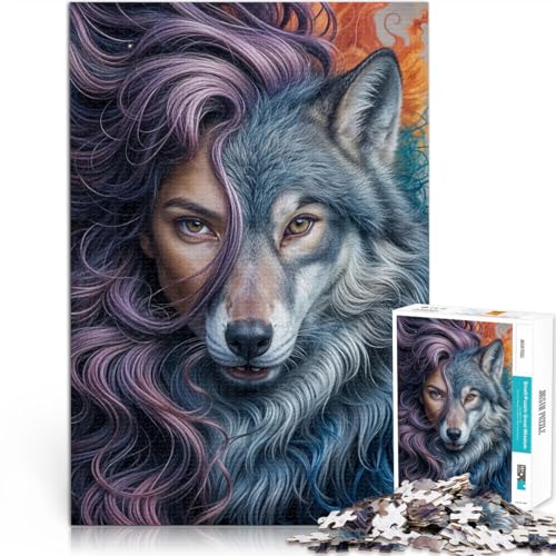 Puzzles für Erwachsene 1000 Puzzles Wölfische Dualität Aus Karton für 14+ Denksportaufgabe-Spiel Spiele Spielzeug Geschenk。Größe：26x38cm/10.2x14.9Zoll von CHTLIFQ