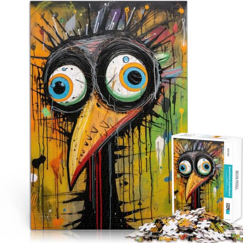 Schweres Puzzle für Erwachsene, 1000 Teile Graffiti Crazy Chicken Aus Holz ab 14 Jahren Puzzlespiel Angeboten als Geschenk für die ganze Familie。Größe：50x75cm/19.6x29.5Zoll von CHTLIFQ