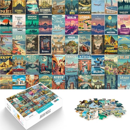 Schweres Puzzle für Erwachsene, 2000 Teile Retro-Plakat-Spleißkunst Aus Karton ab 14 Jahren Hands-on-Spiel Geschenke für Freunde und Familie。Größe:70x100cm/27.5x39.3Zoll Schweres Puzzle für Erwachsene, 2000 Teile Retro-Plakat-Spleißkunst Aus Karton ab 14 Jahren Hands-on-Spiel Geschenke für Freunde und Familie。Größe:70x100cm/27.5x39.3Zoll von CHTLIFQ