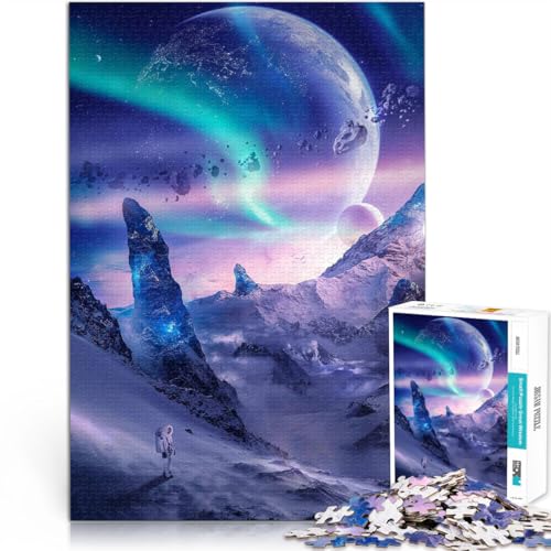 für Erwachsene 1000 Teile Puzzle Gletscher-Aurora Aus Holz für Kinder ab 14 Jahren Lernspiele, Heimdekorationsspiel. Spiele Spielzeug Geschenk。Größe：50x75cm/19.6x29.5Zoll von CHTLIFQ
